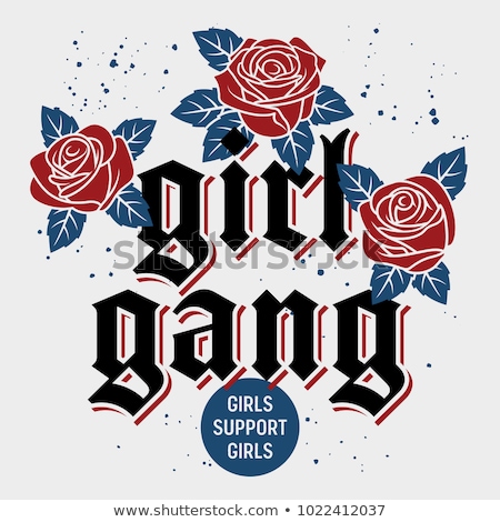 Flower Rose With Slogan Girl Power Tshirt Design Stock