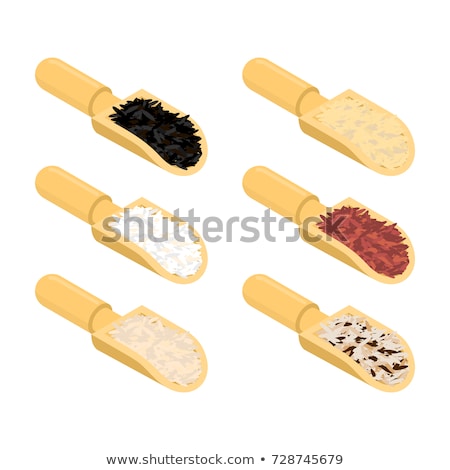 Сток-фото: Red Rice In Wooden Scoop Isolated Groats In Wood Shovel Grain