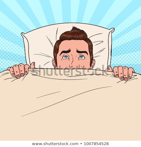 Foto stock: Nightmare Guy Under Blanket Fears Vector Illustration