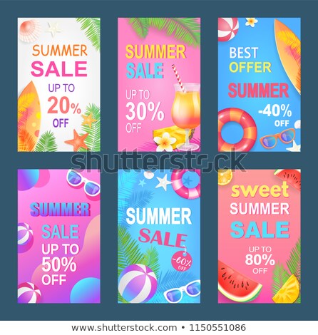 ストックフォト: Best Offer Summer Posters Set Vector Illustration