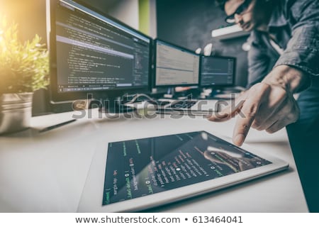 Stock photo: Web Development Monitor And Workers Developers