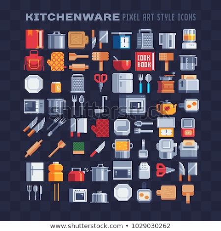 Zdjęcia stock: Knife Fork Cutlery Pixel 8 Bit Video Game Art Icon