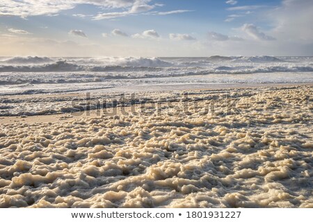 ストックフォト: Sea Sand Beach With Surf Waves And Lighthouse