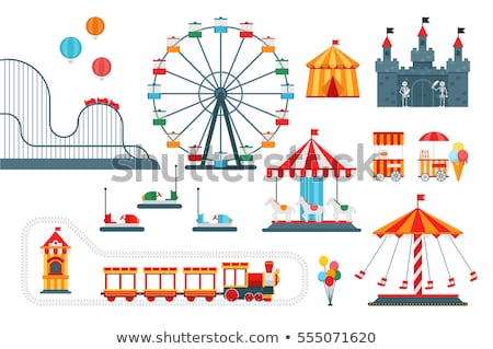 Stok fotoğraf: Amusement Park And Attraction Icons Set Vector