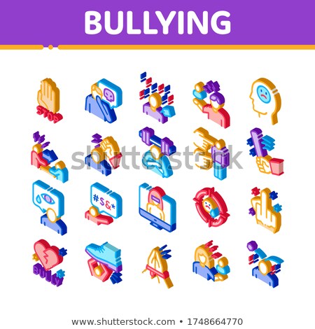 Foto stock: Bullying Aggression Isometric Icons Set Vector