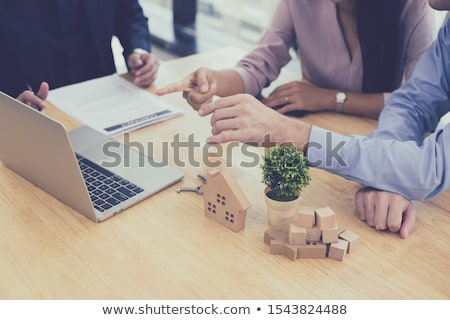 Stok fotoğraf: Buy Or Sell Real Estate Concept Sale Representative Offer House