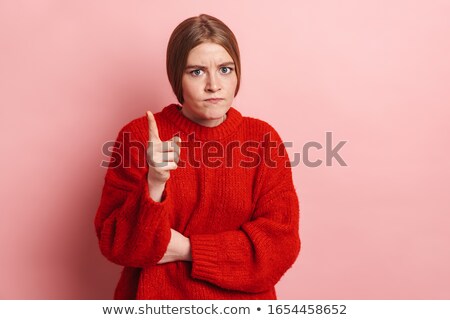 Stock fotó: Photo Of Annoyed Blonde Woman Pointing Finger And Looking At Camera