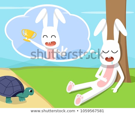 Stok fotoğraf: Bunny And Turtle Competition Concept