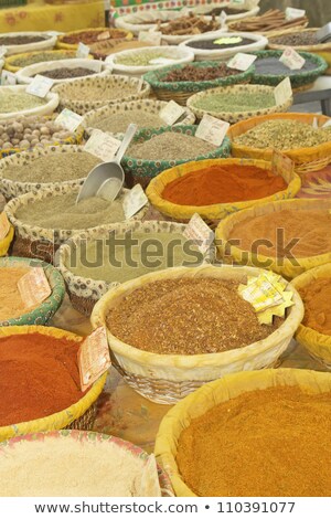 Various Kinds Of Spices Prepared To Sell At A Farmers Market Сток-фото © Frank11