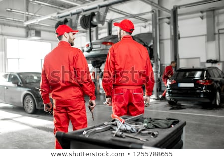 Stock fotó: Mechanic In Red Overall