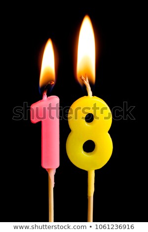 ストックフォト: Burning Birthday Candles Number 18