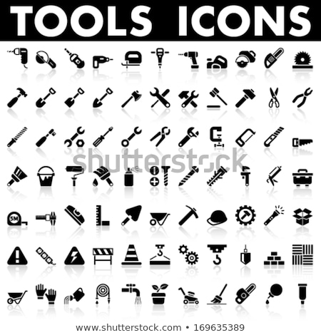 Foto d'archivio: Black Icons For Woodwork Tools