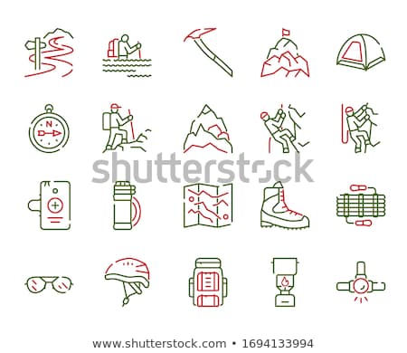 Foto stock: Flat Line Vector Icons For Mountaineering Equipment