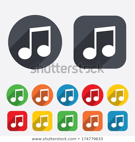 Foto stock: Music Notes Red Vector Icon Button