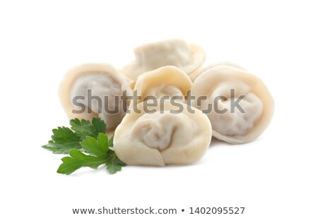 Stock fotó: Dumplings And Parsley Russian Pelmeni Italian Ravioli Isolated On White Background