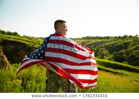 ストックフォト: Soldier And Usa Flag