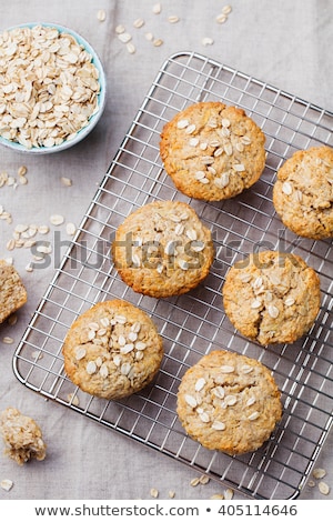 Zdjęcia stock: Healthy Vegan Oat Muffins Apple And Banana Cakes On A Cooling Rack