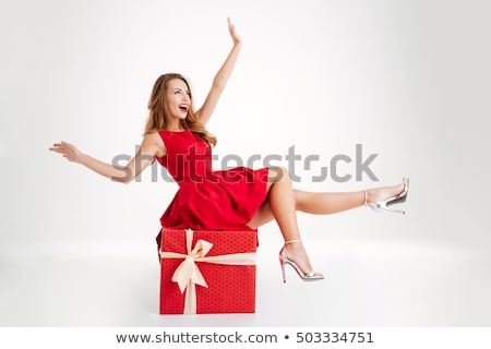Stock photo: The Cute Girl In Christmas Concept Isolated On White