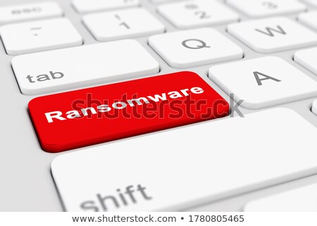 Stockfoto: Red Secure Payment Keypad On Keyboard 3d