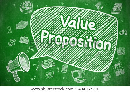 商業照片: Value Proposition - Doodle Illustration On Green Chalkboard