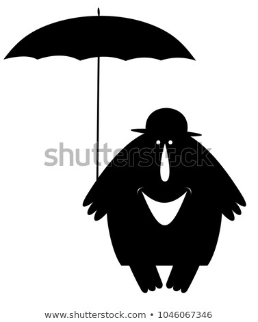 Stok fotoğraf: Smiling Man In The Bowler Hat With Umbrella Illustration Isolated