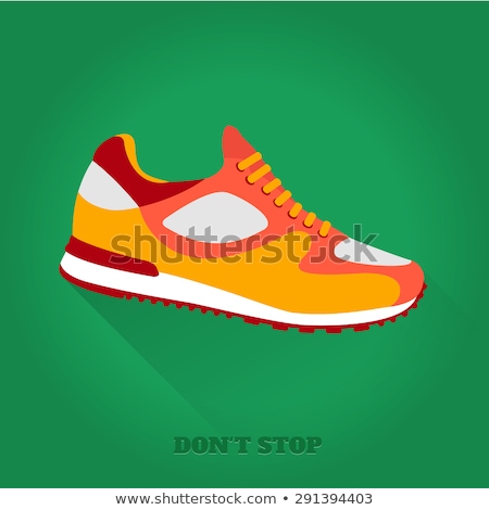 Foto stock: Fitness Sneakers Shoes For Training Running Shoe Flat Design With Long Shadow