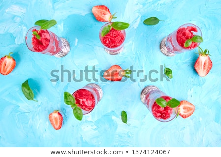 Сток-фото: Summer Refreshing Strawberry Sorbet Slush Granita Drink In Serving Glasses