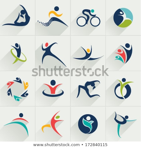 Man Exercising Stretching Logo Vector Icon Stock foto © brainpencil