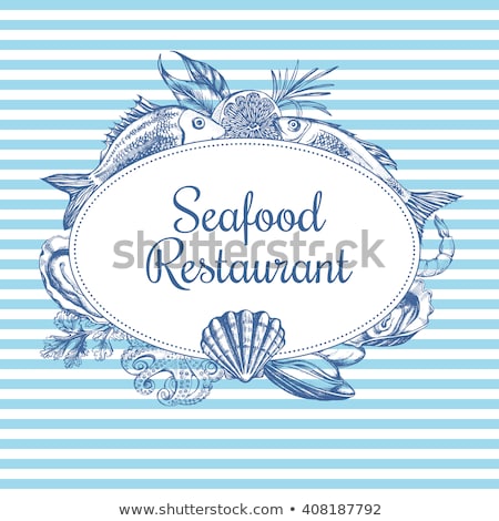 Stockfoto: Shrimp Illustration Stylish Sea Food Design Element Line Art