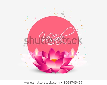 Сток-фото: Happy Vesak Day Card Of Lotus Flower And Buddha