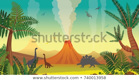 Foto stock: Dinosaur In Nature Scene