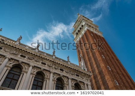 Stockfoto: Gondolas And Bell Tower In Venice Italy