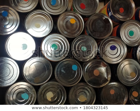 Foto stock: Paint Brush Tin Can And Color Guide Samples