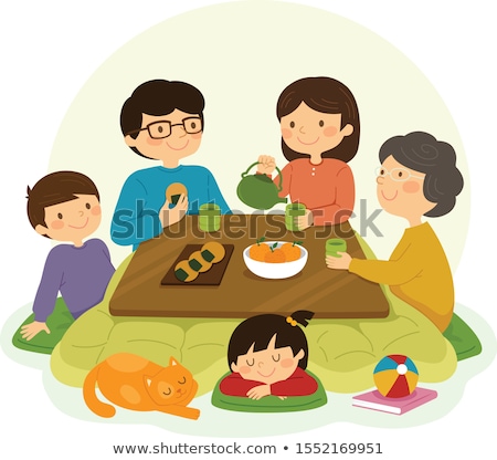 Stok fotoğraf: Japanese Family Around The Kotatsu