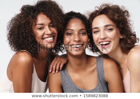 Foto d'archivio: Portrait Of The Three Beautiful Young Women Isolated