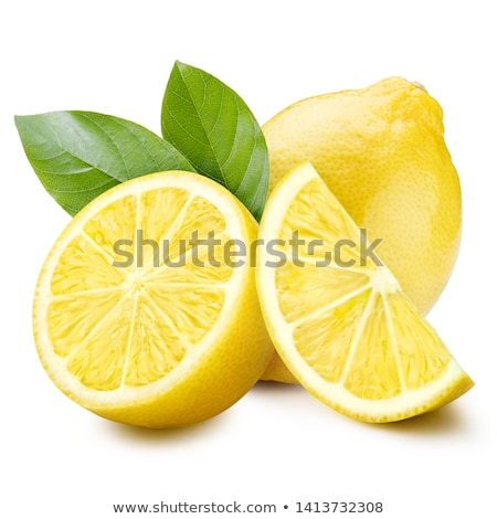 ストックフォト: Three Sliced Lemons With Mint Isolated On A White Background