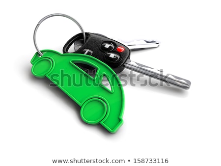 Stockfoto: Car Keys With Orange Passenger Vehicle Icon As Keyring