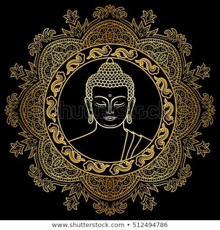 Foto stock: L · Buda · de · oro · del · vector · sobre · fondo · negro