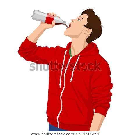 [[stock_photo]]: Young Man Drinking Soda Vector Illustration