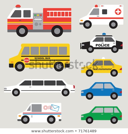 Foto stock: Car Cartoon Set Fire Engine And Police Car Ambulance And Taxi