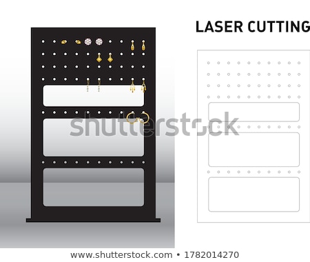 Foto stock: Expensive Earrings On Black Stand Vector Illustration