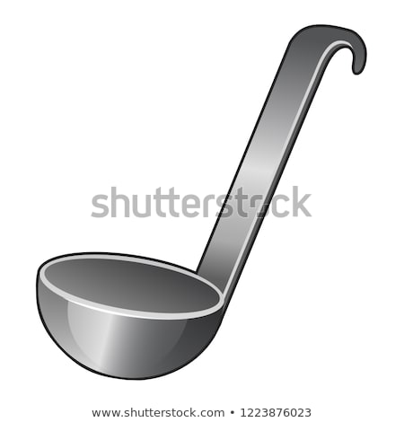 Stok fotoğraf: Steel Serving Spoon Or Ladle Isolated On White Background Vector Cartoon Close Up Illustration