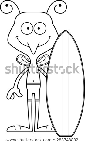 Foto stock: Cartoon Smiling Surfer Mosquito