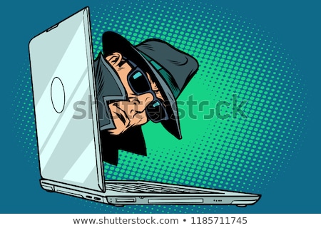 Foto stock: Spy Laptop Computer Surveillance And Hacking