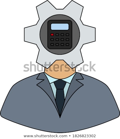 Zdjęcia stock: Analyst With Gear Hed And Calculator Inside Icon