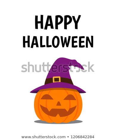 Stok fotoğraf: Illustration Of A Ghost Wearing A Witchs Hat