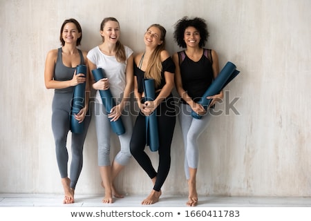 ストックフォト: Happy Different Race Women Wearing Sports Top And Leggings