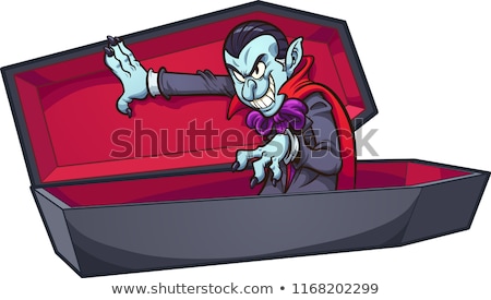 Stock fotó: Halloween Vampire And Coffin Character