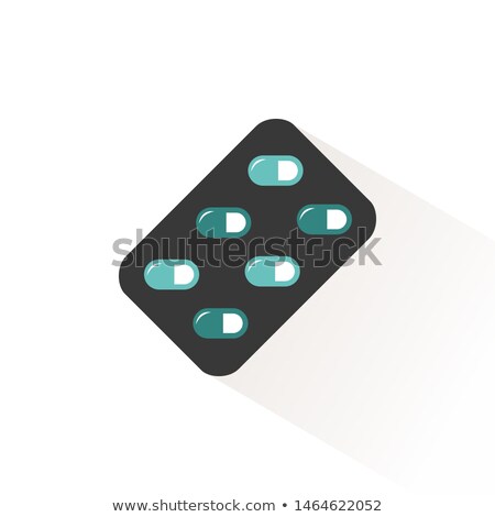 Stock photo: Blister Pack Green Pills Icon With Beige Shadow Pharmacy Vector Illustration