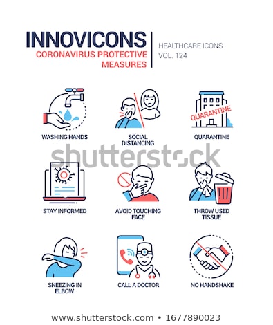 Stock foto: Coronavirus Disease - Line Design Style Icons Set